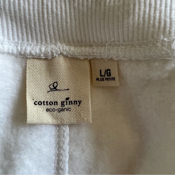 NWT COTTON GINNY Organic Cotton Blend Wide Leg White Fleece Pants plus petite lg - Picture 8 of 14